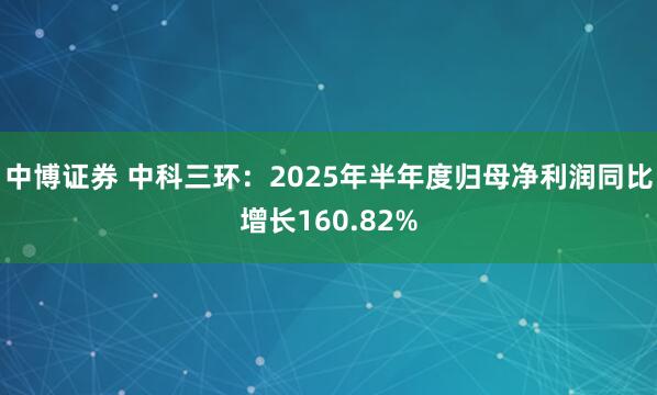 中博证券 中科三环：2025年半年度归母净利润同比增长160.82%